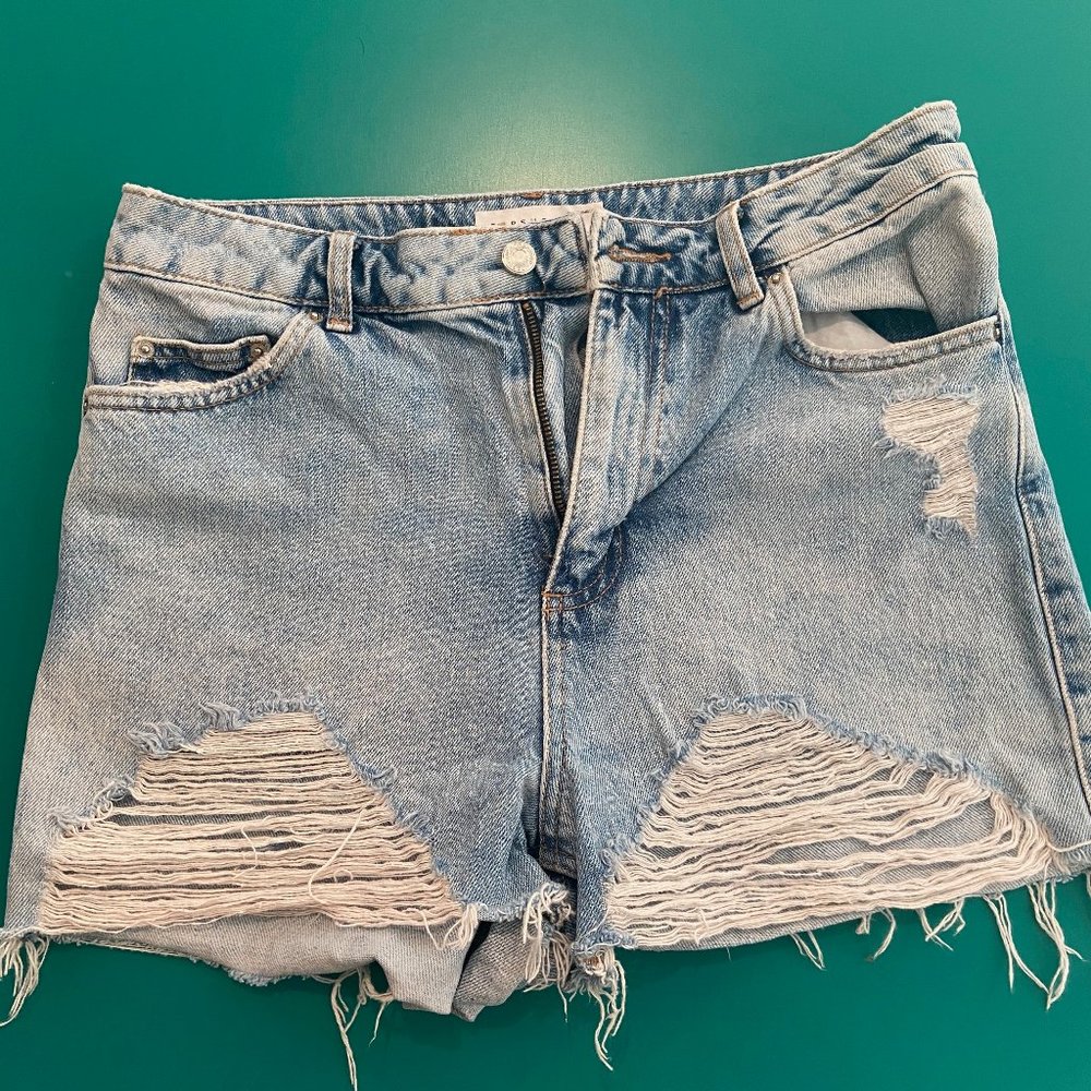 Topshop Mom Jean Distressed Shorts